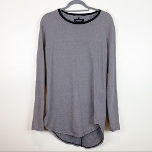 Pacsun Longer Fit Black White Striped Long Sleeve